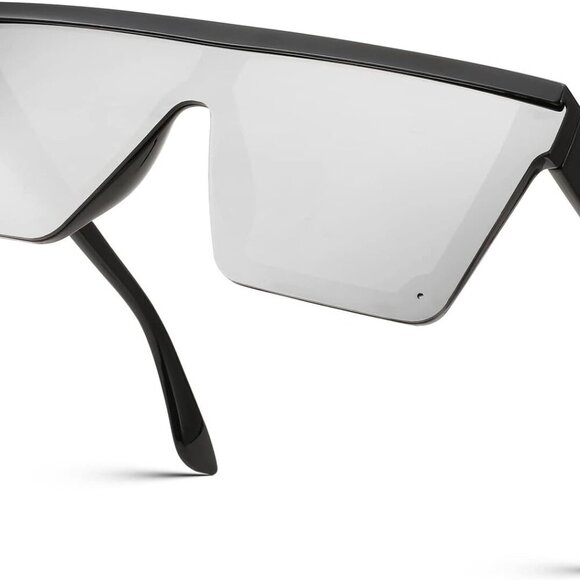 Oversized Sunglasses Mens Womens Flat Top Square Trendy Visor Shades UV400 B2470 - Picture 1 of 8